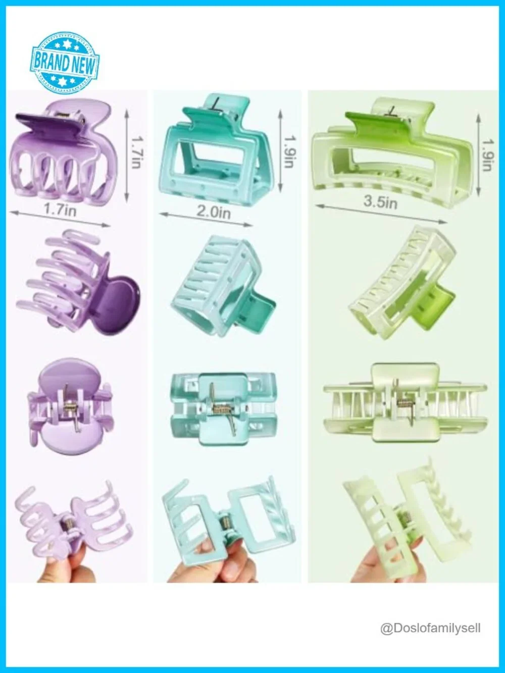 12 Pcs Hair Claw Clips Set - Durable Plastic Spring Clips for All Hair Types
